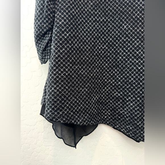 ALFANI | Black White Diamond Print Waffle Knit Tunic Blouse | Size Small - Picture 4 of 7